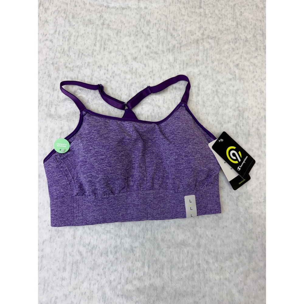 C9 Champion Women Purple Heathered Seamless Medium Support Sports Bra N9118 L